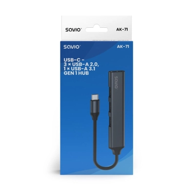 Usb-c hub do 3x USB-A 2.0 1x USB-A3.1 Savio