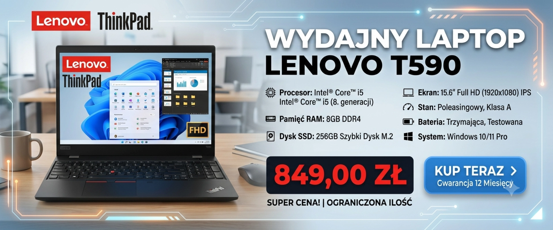 Lenovo T590 za 849zł